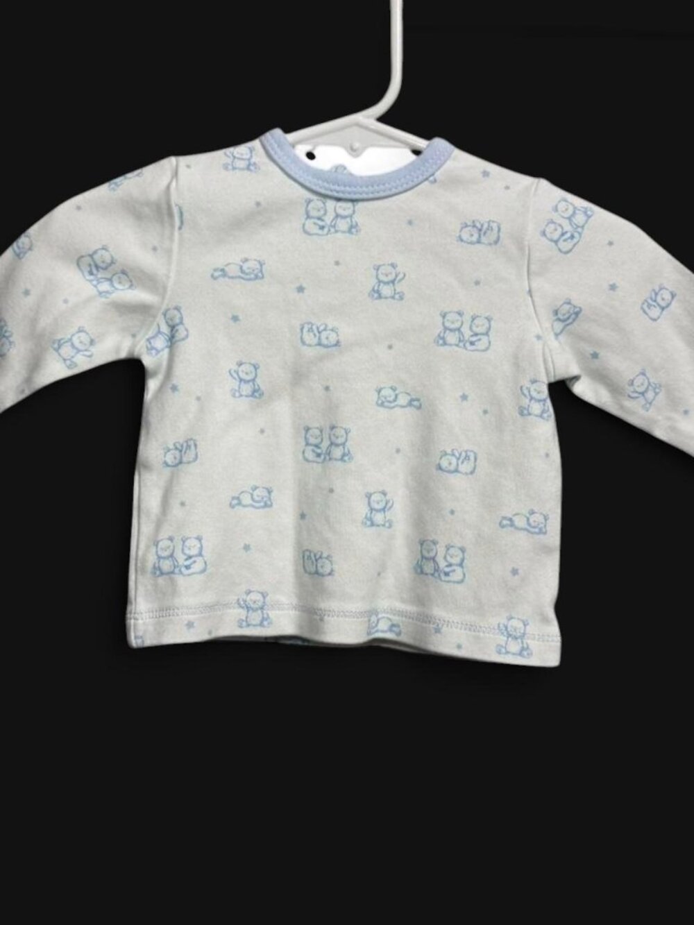 Little Me Baby Boy Blue White Teddy Bear Star Print Long Sleeve Shirt 3M